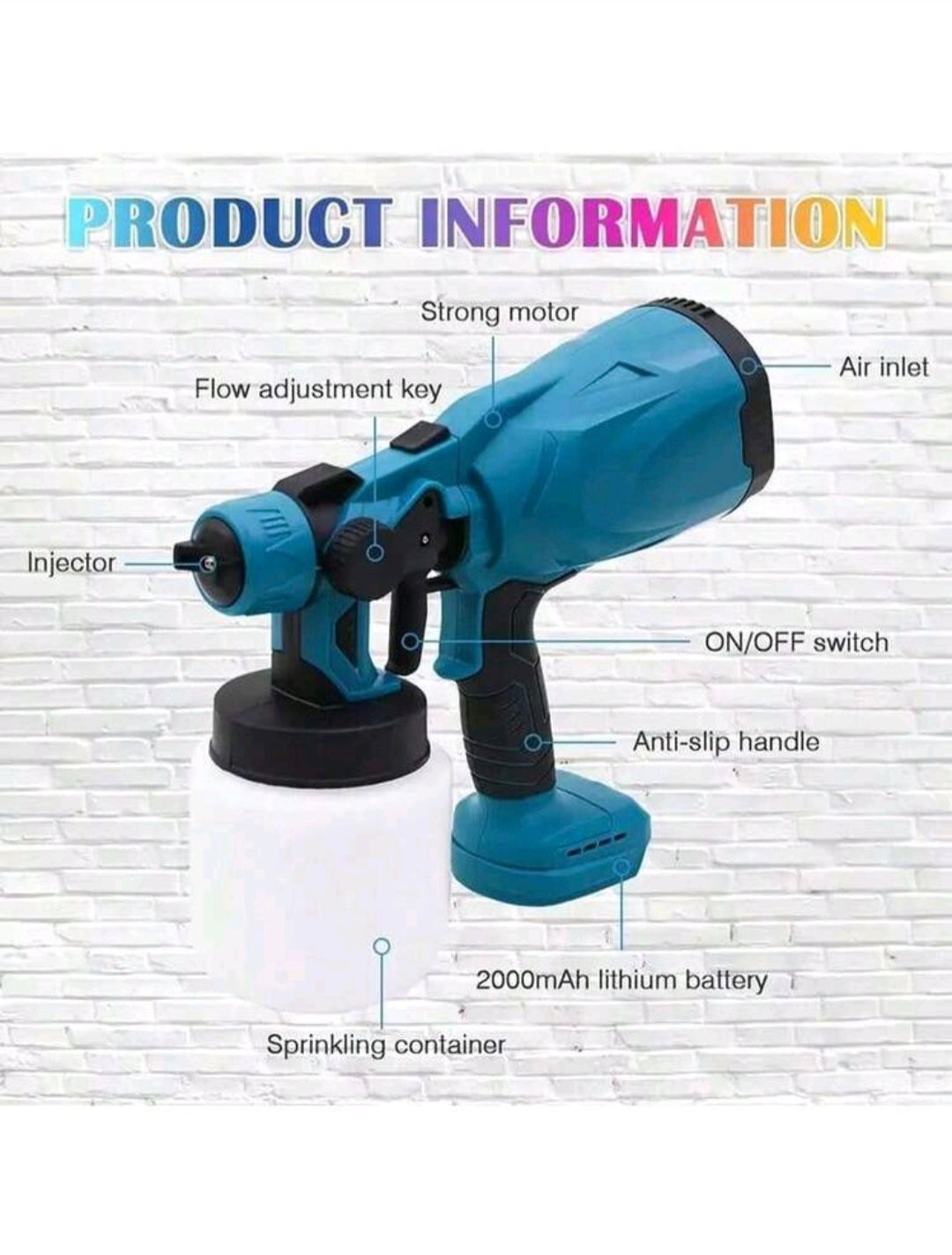 1pc Portable Wireless Electric Paint Sprayer, High Pressure Spray Gun With Lithium-Ion Battery, Easy To Clean, Suitable For Home Decor, Furniture, Cabinets, Fences, Can Be Used Indoors And Outdoors, Ideal Tool For DIY Work!